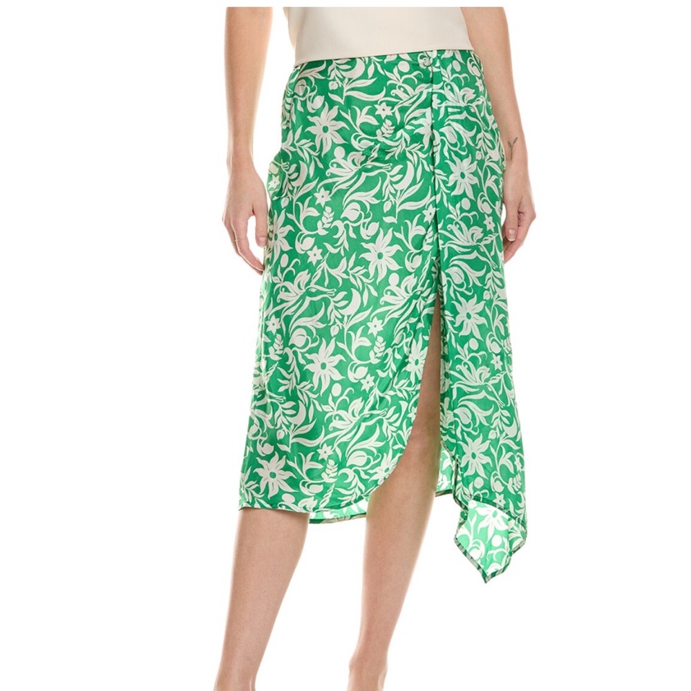 Maje NWT Green Floral Midi Skirt